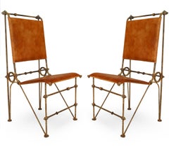 Set di 12 sedie in pelle americane del dopoguerra