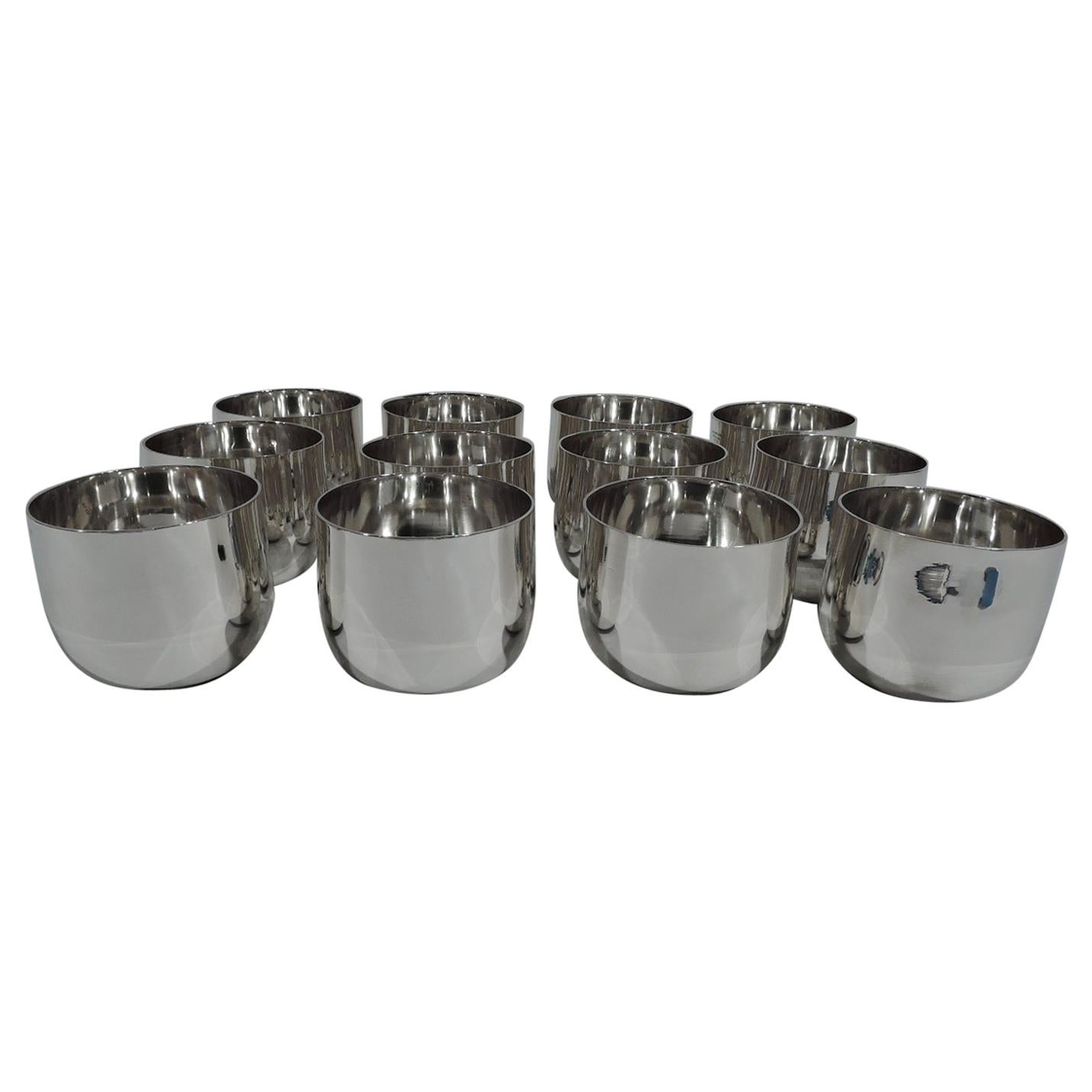 Set of 12 American Sterling Silver Jefferson Cups by JE Caldwell