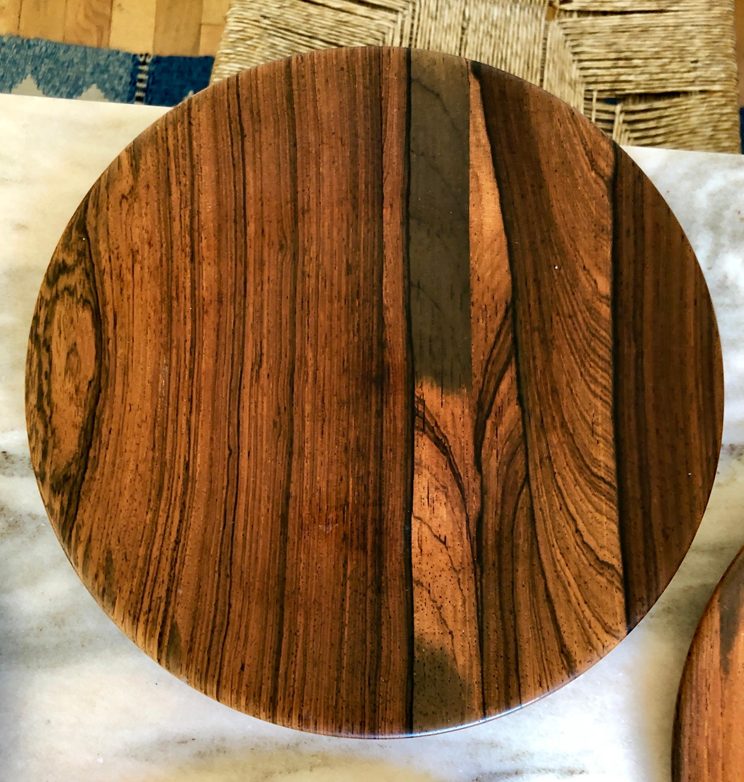 Mid-20th Century Set of 12 American Studio Rosewood Plates, Signed For Sale