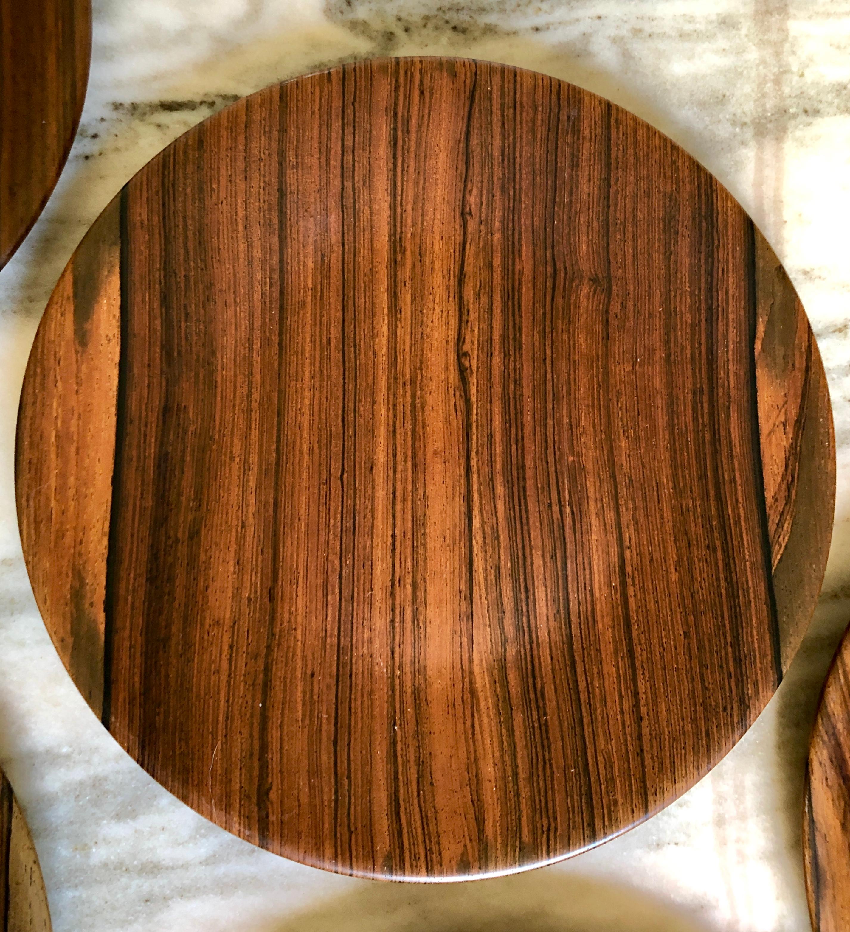 Set of 12 American Studio Rosewood Plates, Signed For Sale 1