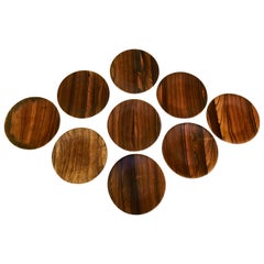 Retro Set of 12 American Studio Rosewood Plates, Signed