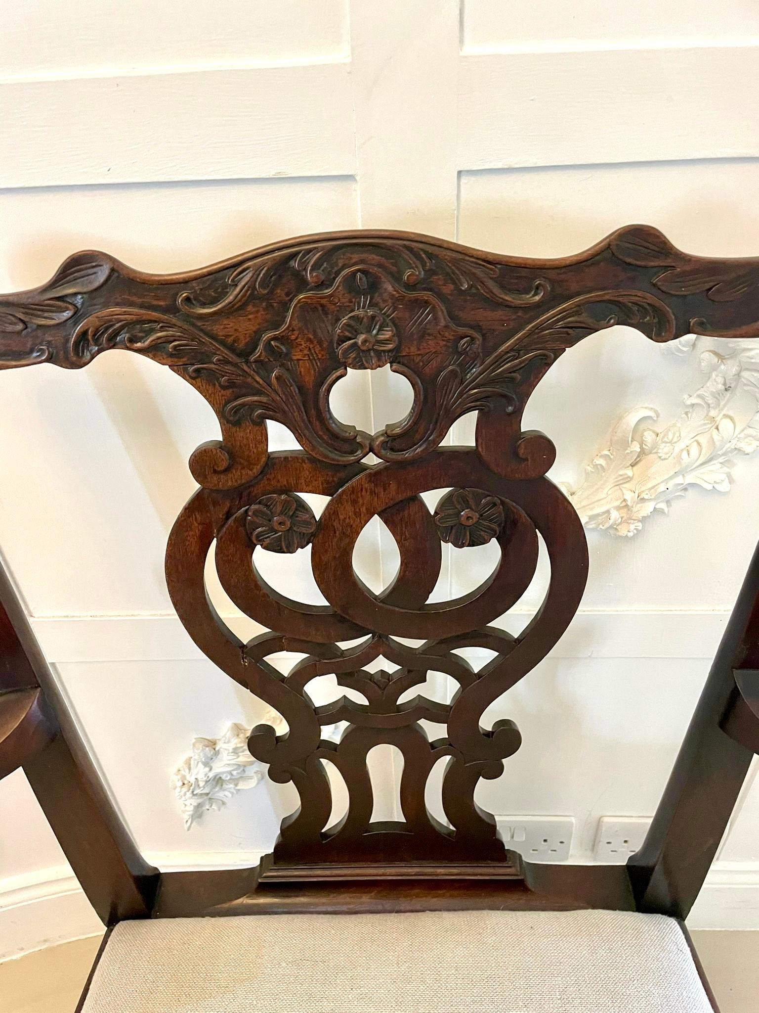 Set of 12 Antique 18th Century Quality Carved Mahogany Chippendale Chairs For Sale 10