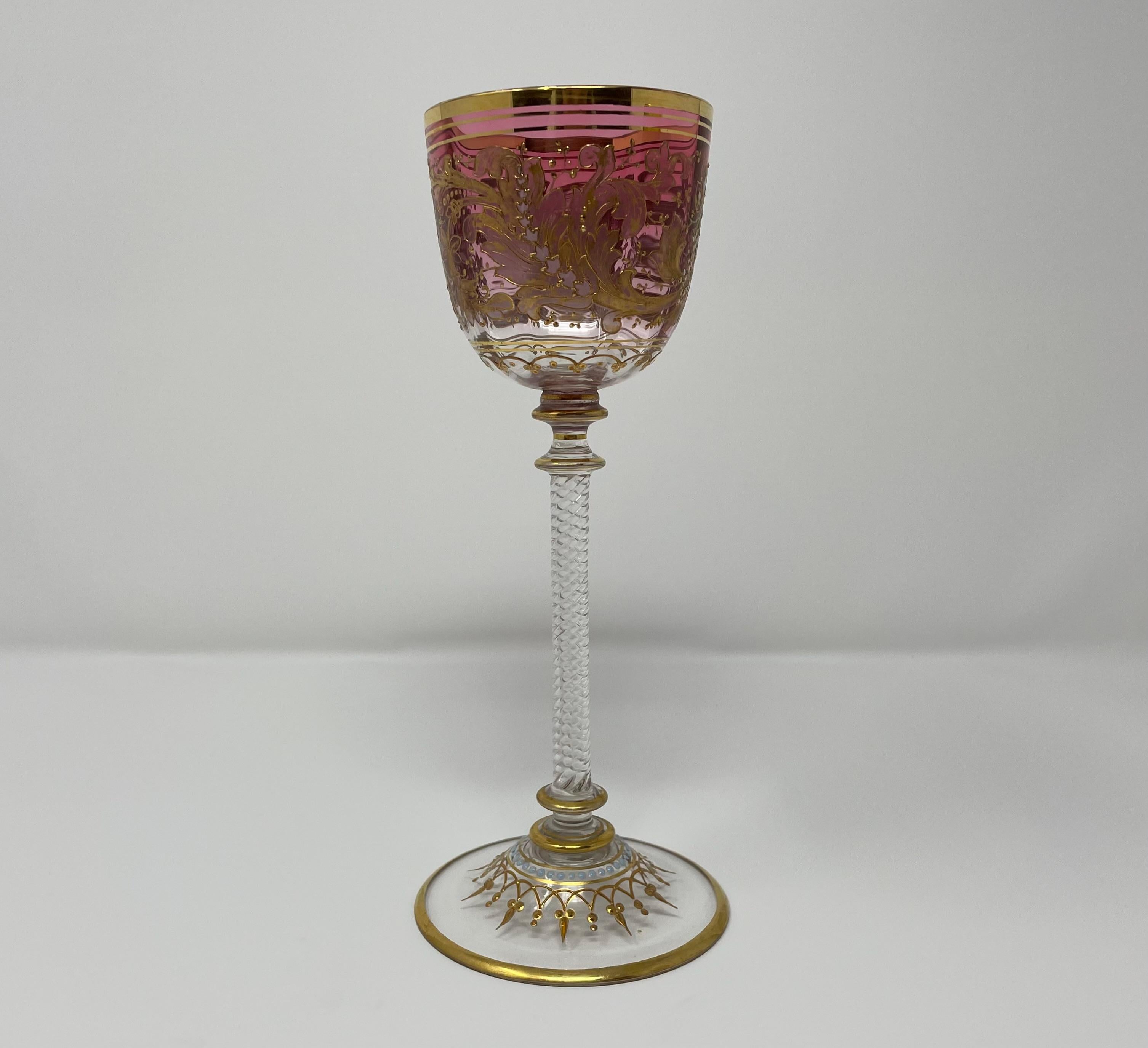 Set of 12 Antique 19th Century Austrian Gold and Enamel Wine Glasses 1