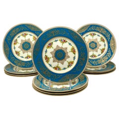 Set of 12 Antique 19th Century English Minton Porcelain Service Plates