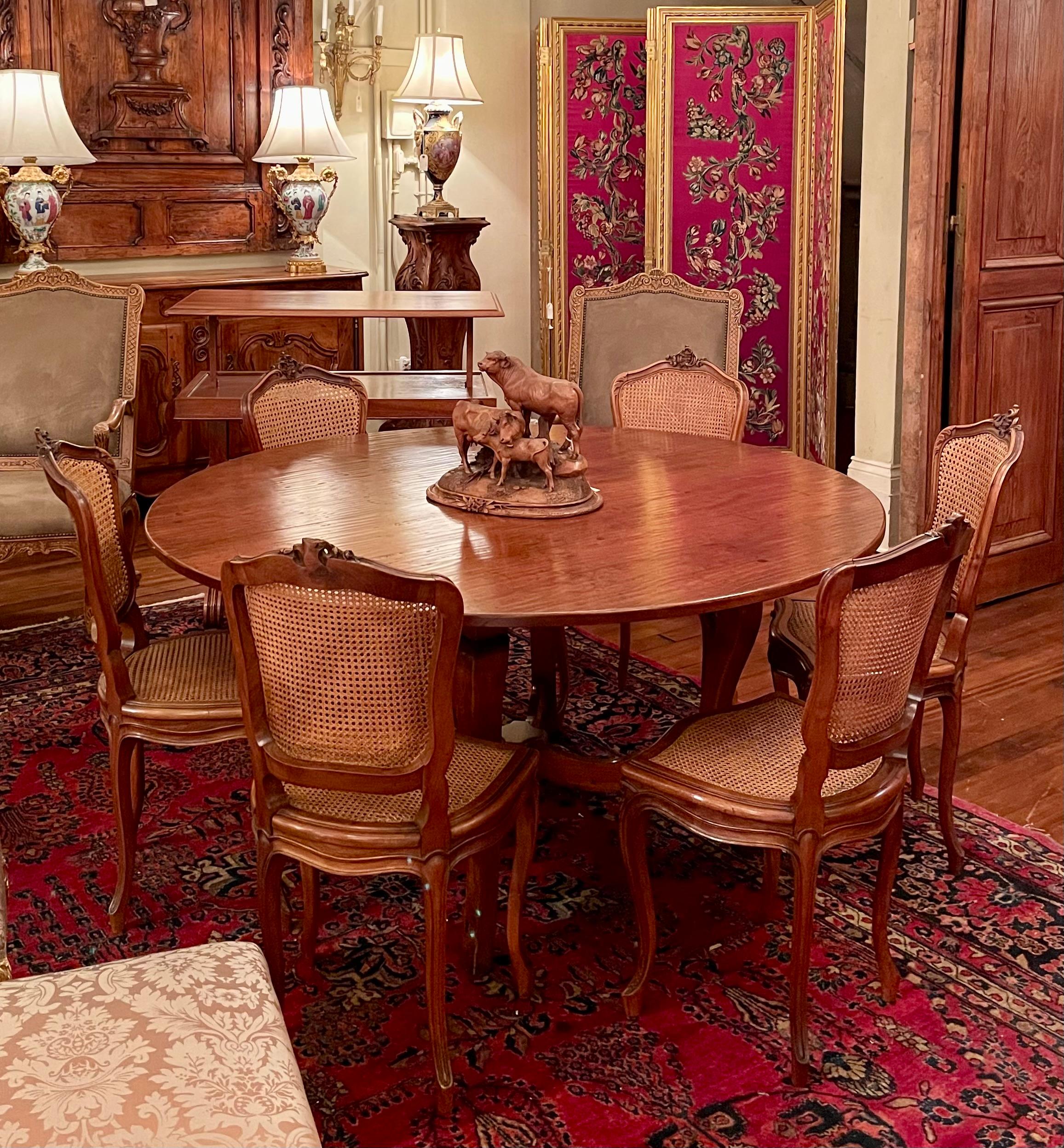 Set of 12 Antique 19th Century French Carved Walnut Dining Chairs. For Sale 6
