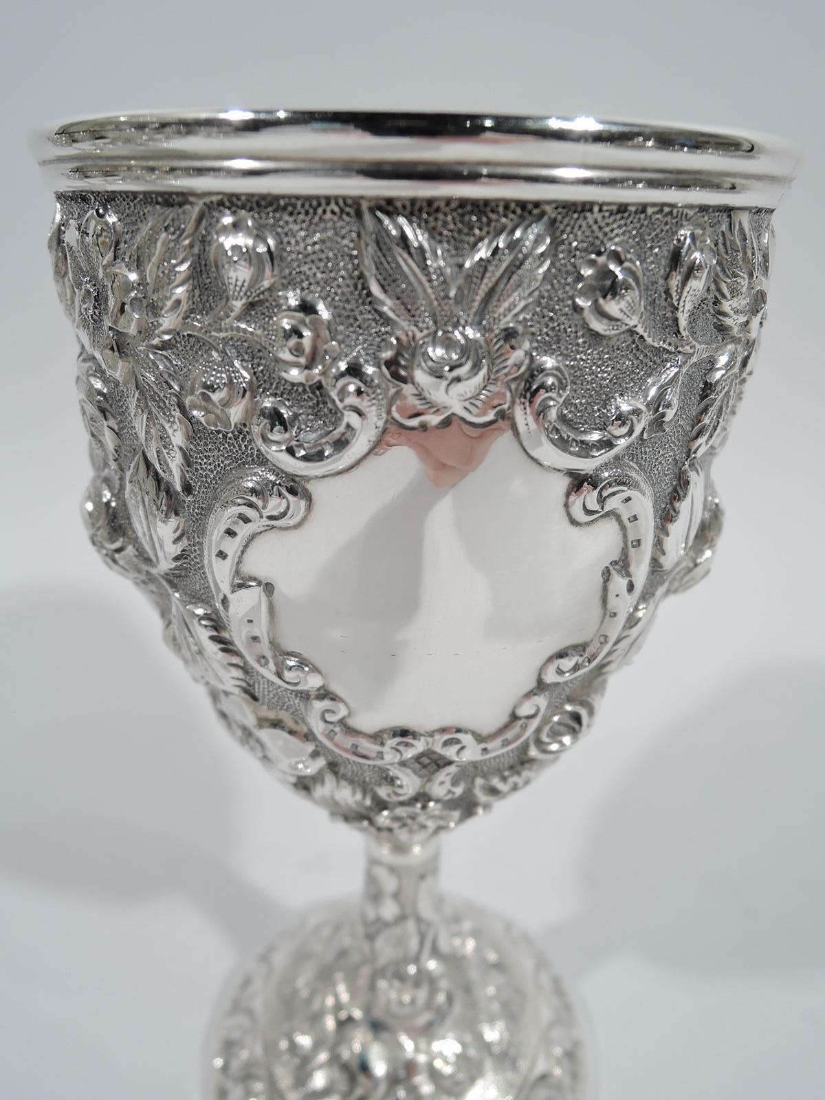 Set of 12 Antique American Sterling Silver Goblets with Baltimore-Style Repousse 4
