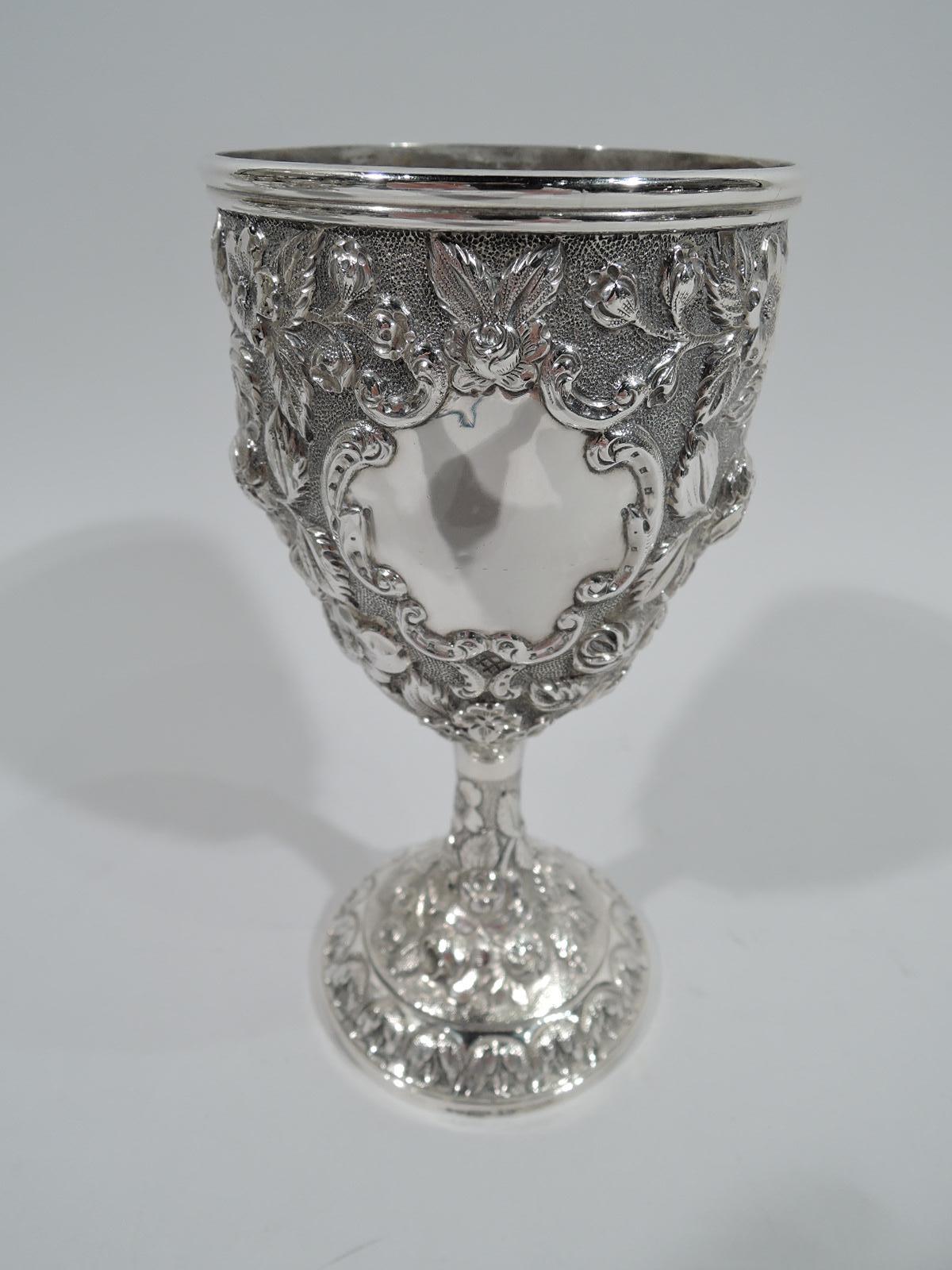 Set of 12 Antique American Sterling Silver Goblets with Baltimore-Style Repousse 1