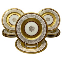 Set of 12 Antique Bavarian "Bern Lan" Porcelain Dinner Plates, circa 1900-1910