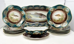 Set of 12 Antique Bavarian "Royal Vienna" Porcelain Fish Service, circa 1890
