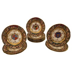 Set of 12 Antique Capodimonte Plates with Coats of Arms