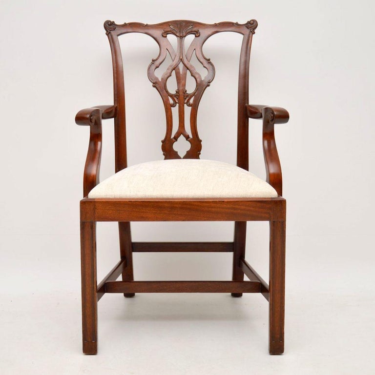Set of 12 Antique Chippendale Style Mahogany Dining Chairs at 1stDibs