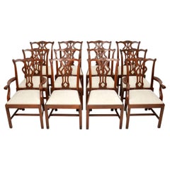 Set of 12 Antique Chippendale Style Mahogany Dining Chairs