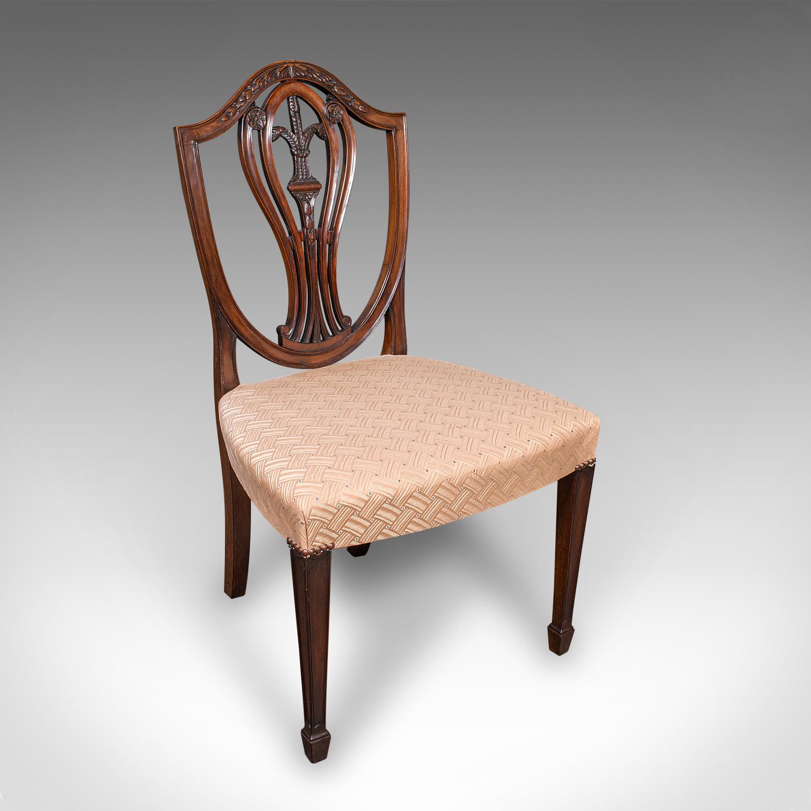 Set of 12 Antique Dining Chairs, English, Carver, Seat, Hepplewhite, Edwardian For Sale 1