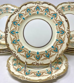 Set of 12 Antique English Cauldon Co. Signed Porcelain Serving Plates Circa 1900