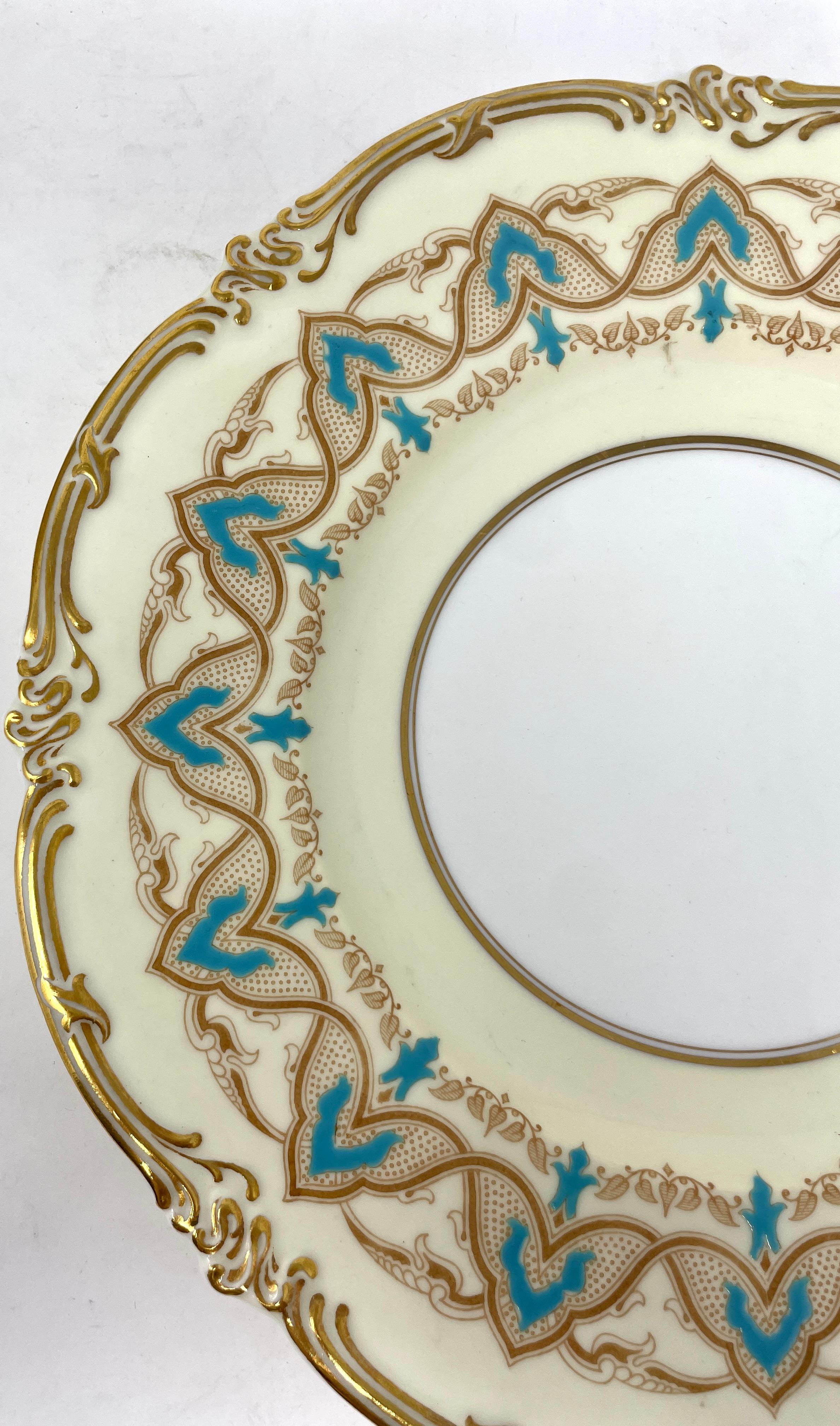 Set of 12 Antique English Cauldon Co. Signed Porcelain Serving Plates Circa 1900 In Good Condition In New Orleans, LA
