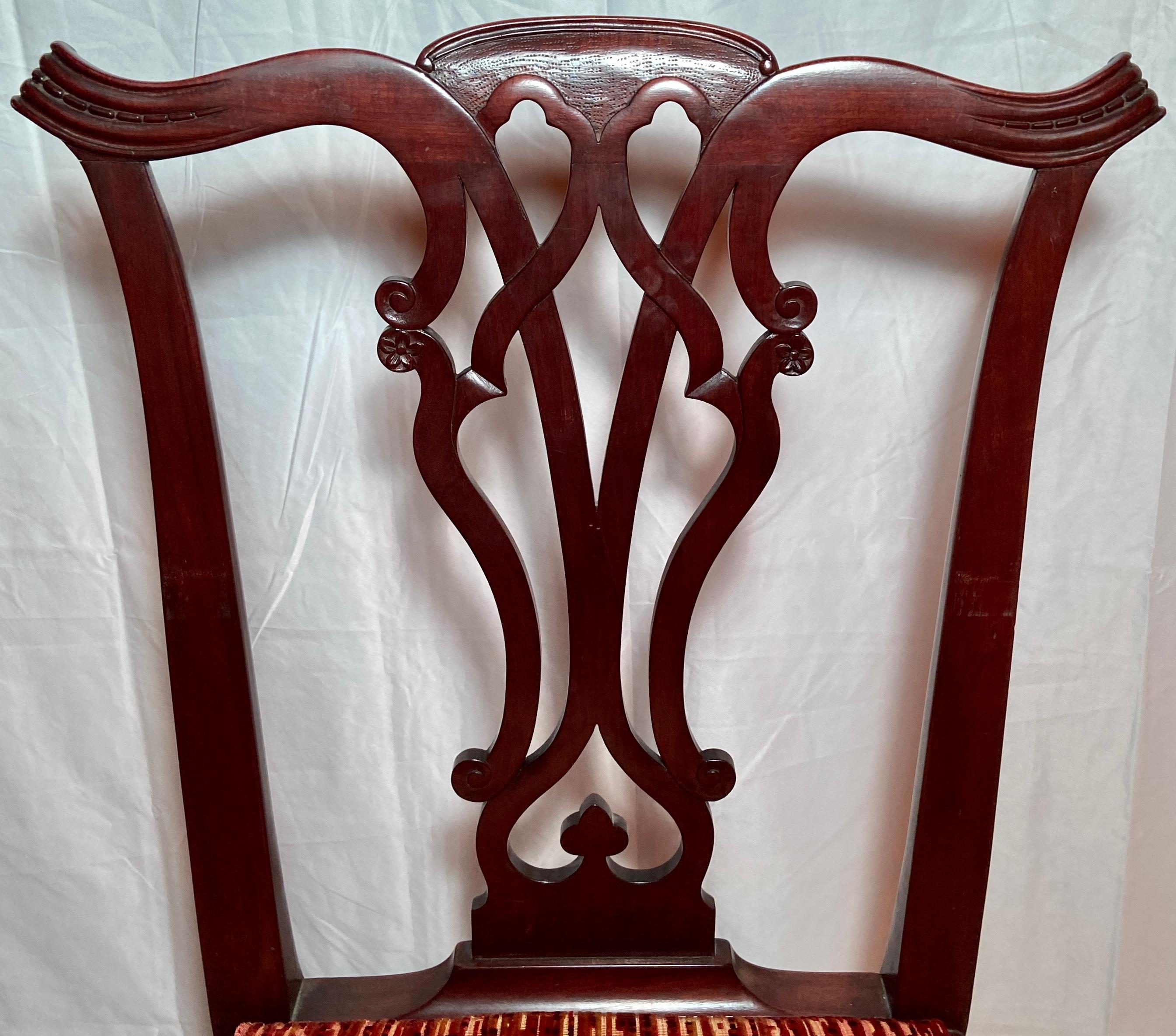 Set of 12 Antique English Mahogany Chippendale Chairs, Circa 1900. For Sale 5