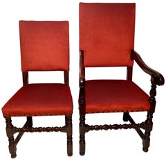 Set of 12 Antique English Oak Elizabethan Dining Chairs