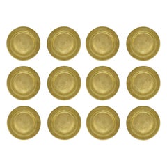 Set of 12 Antique English Royal Worcester Gold Porcelain Dinner Plates, Ca. 1890