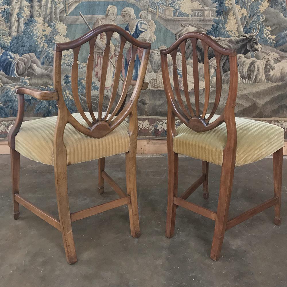 Set of 12 Antique English Sheraton Dining Chairs Includes Four Armchairs 1