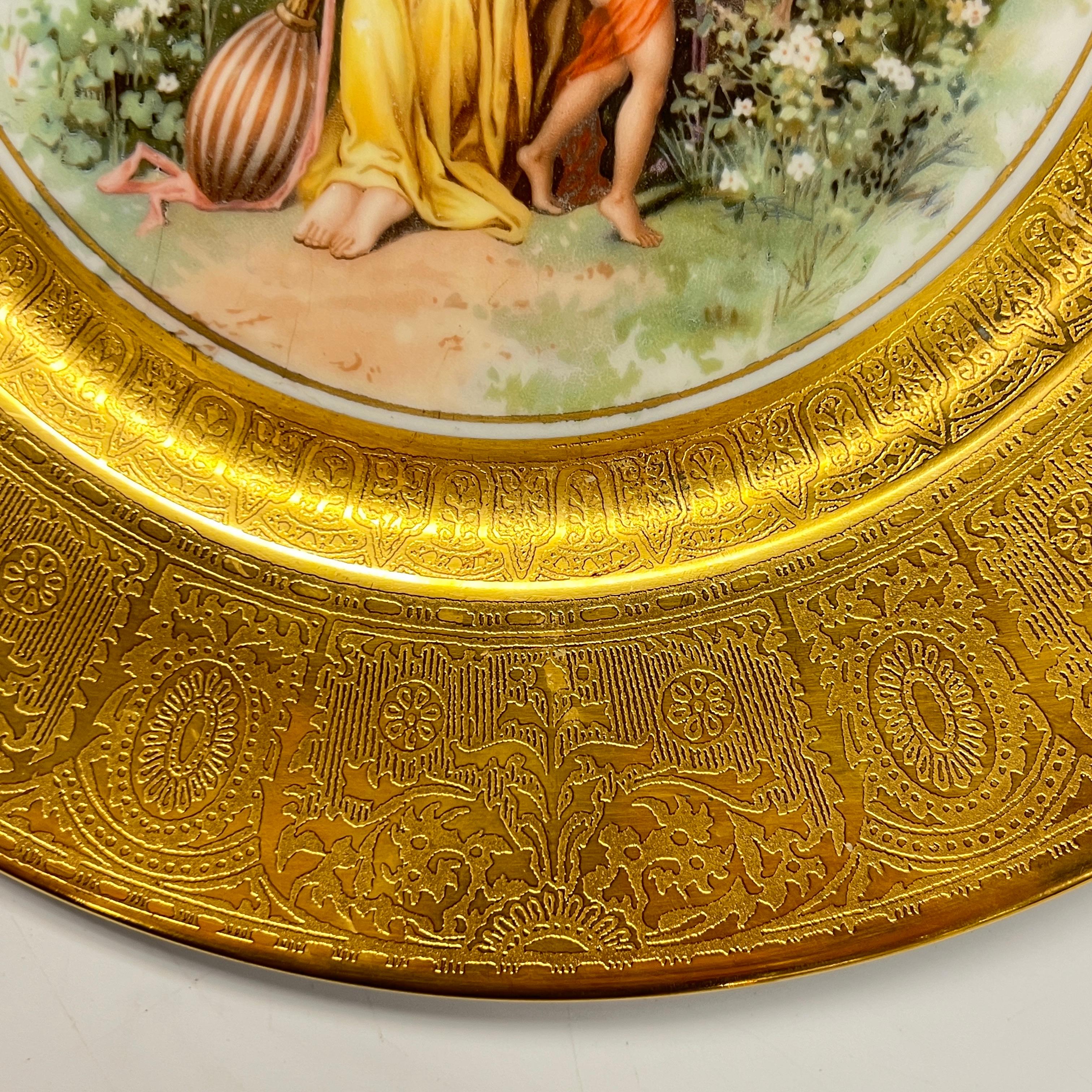 Set of 12 Antique Finely Gilt Neoclassical Cabinet Plates For Sale 14