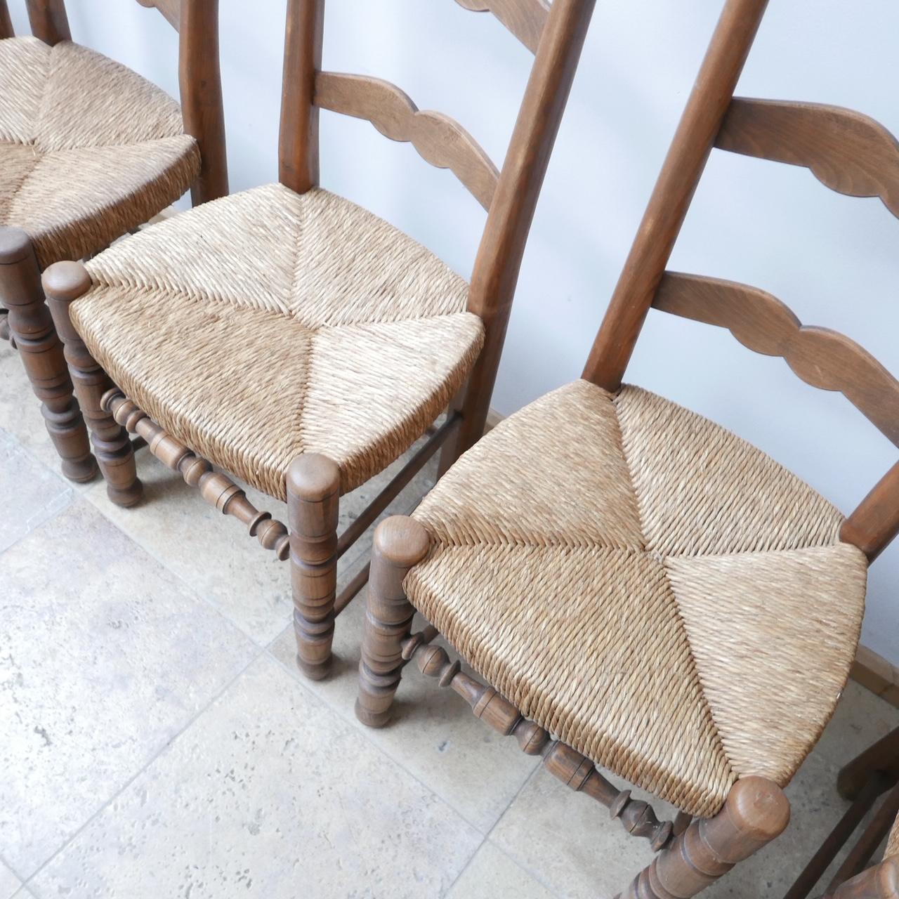 Oak Set of 12 Antique French Farmhouse Dining Chairs