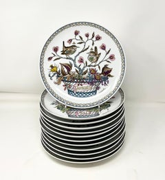 Ensemble de 12 assiettes à oiseaux en porcelaine allemande "de présentation", Circa 1890