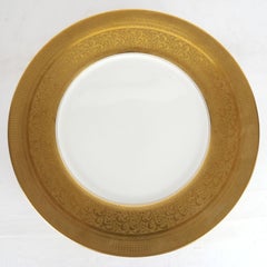 Set of 12 Antique Gilt Encrusted Dinner Plates, American, Circa 1920