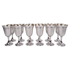 Set of 12 Antique Gorham King Albert Sterling Silver Goblets