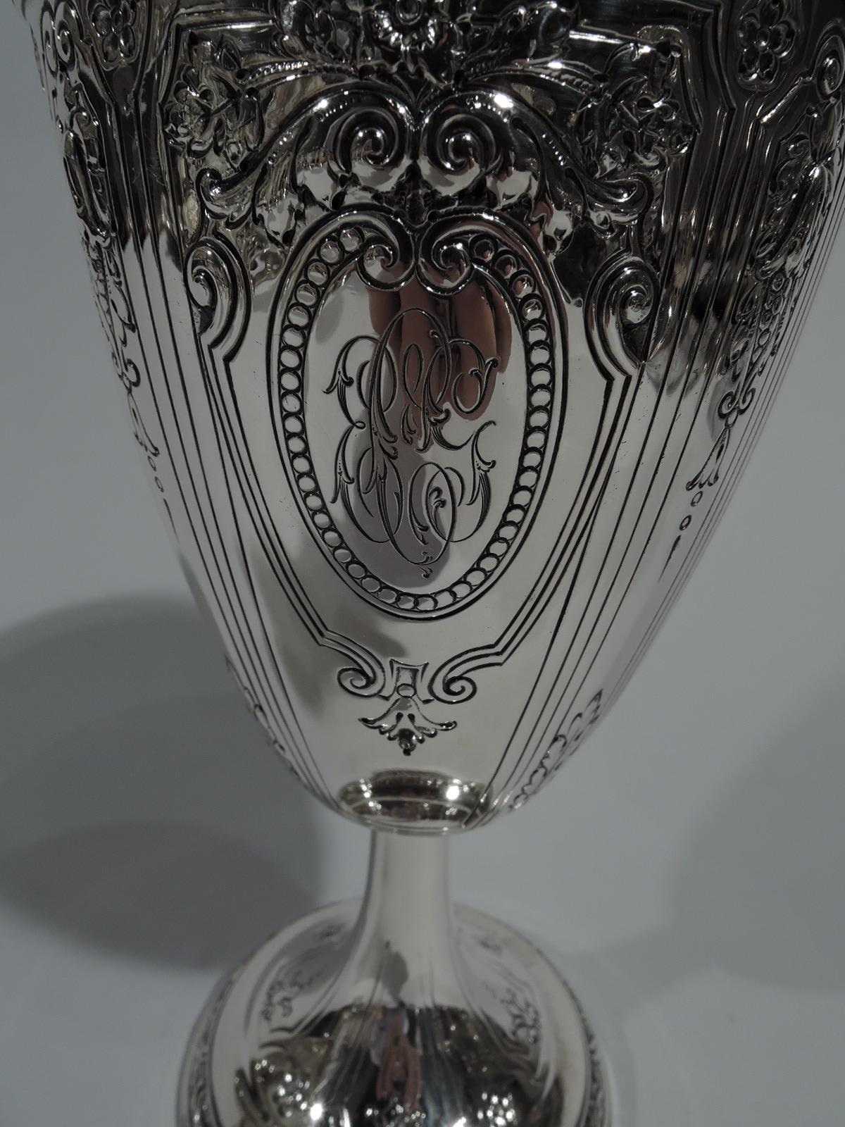 Early 20th Century Set of 12 Antique Gorham Sterling Silver Goblets in Maintenon Pattern