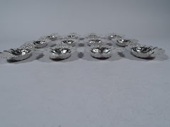 Set of 12 Gorham Modern Sterling Silver Nautical Place Card Menu Holders