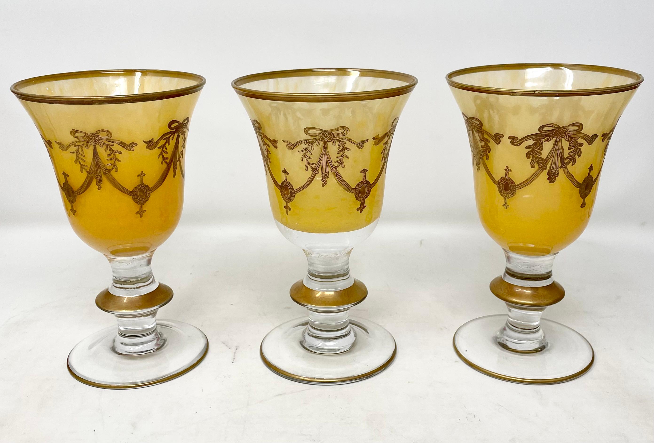 Set of 12 Antique Italian Multi-Colored Venetian Glass Wine Goblets, Circa 1890. For Sale 3