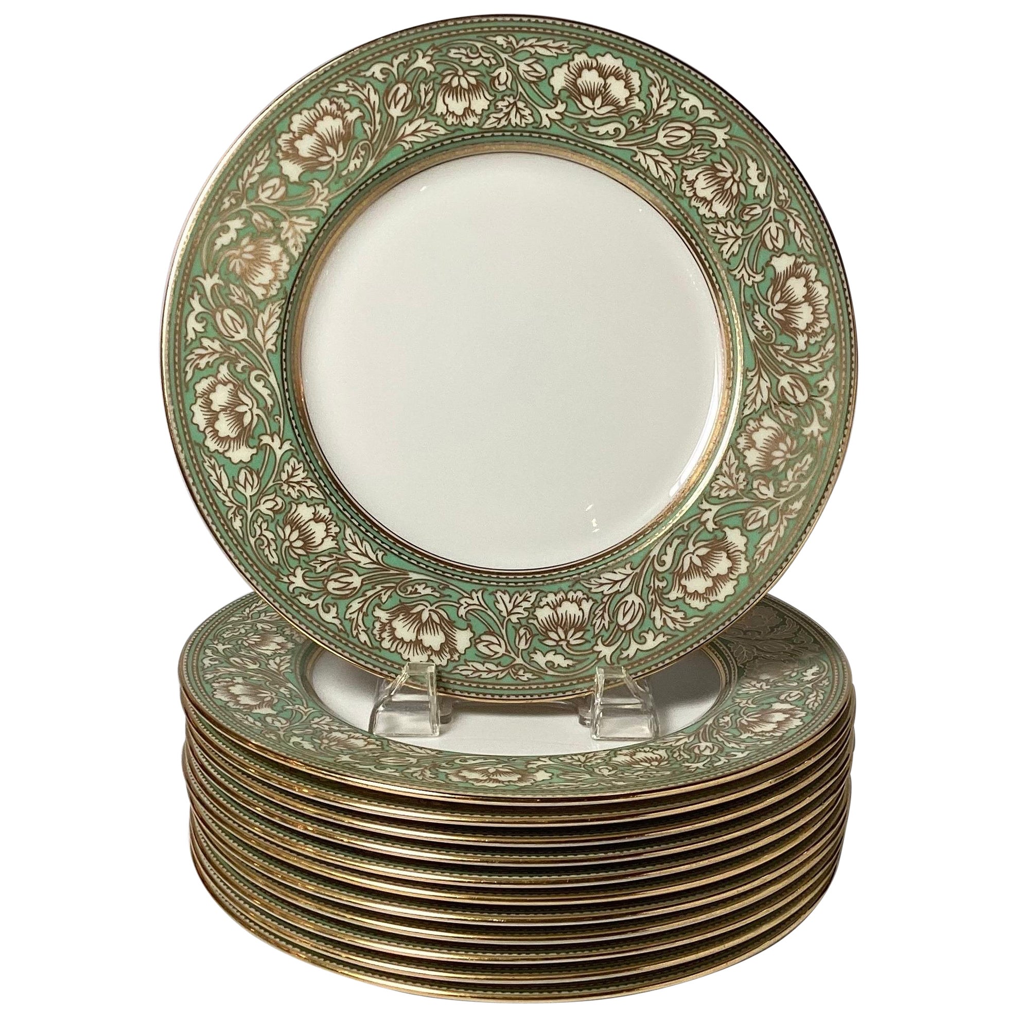 Lot de 12 assiettes de service anciennes à marque verte Lenox