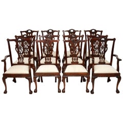Set of 12 Antique Mahogany Chippendale Dining Chairs