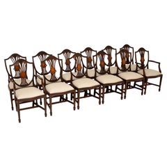 Set of 12 Antique Mahogany Shield Back Dining Chairs