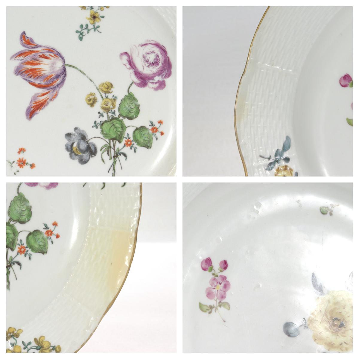 Set of 12 Antique Meissen Porcelain 'Old Ozier' Pattern Cabinet or Dinner Plates For Sale 11