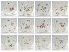 Set of 12 Antique Meissen Porcelain 'Old Ozier' Pattern Cabinet or Dinner Plates