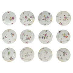 Set of 12 Used Meissen Porcelain 'Old Ozier' Pattern Cabinet or Dinner Plates