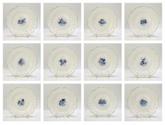 Set of 12 Antique Meissen Porcelain Reticulated Cabinet Plates with Cherubs