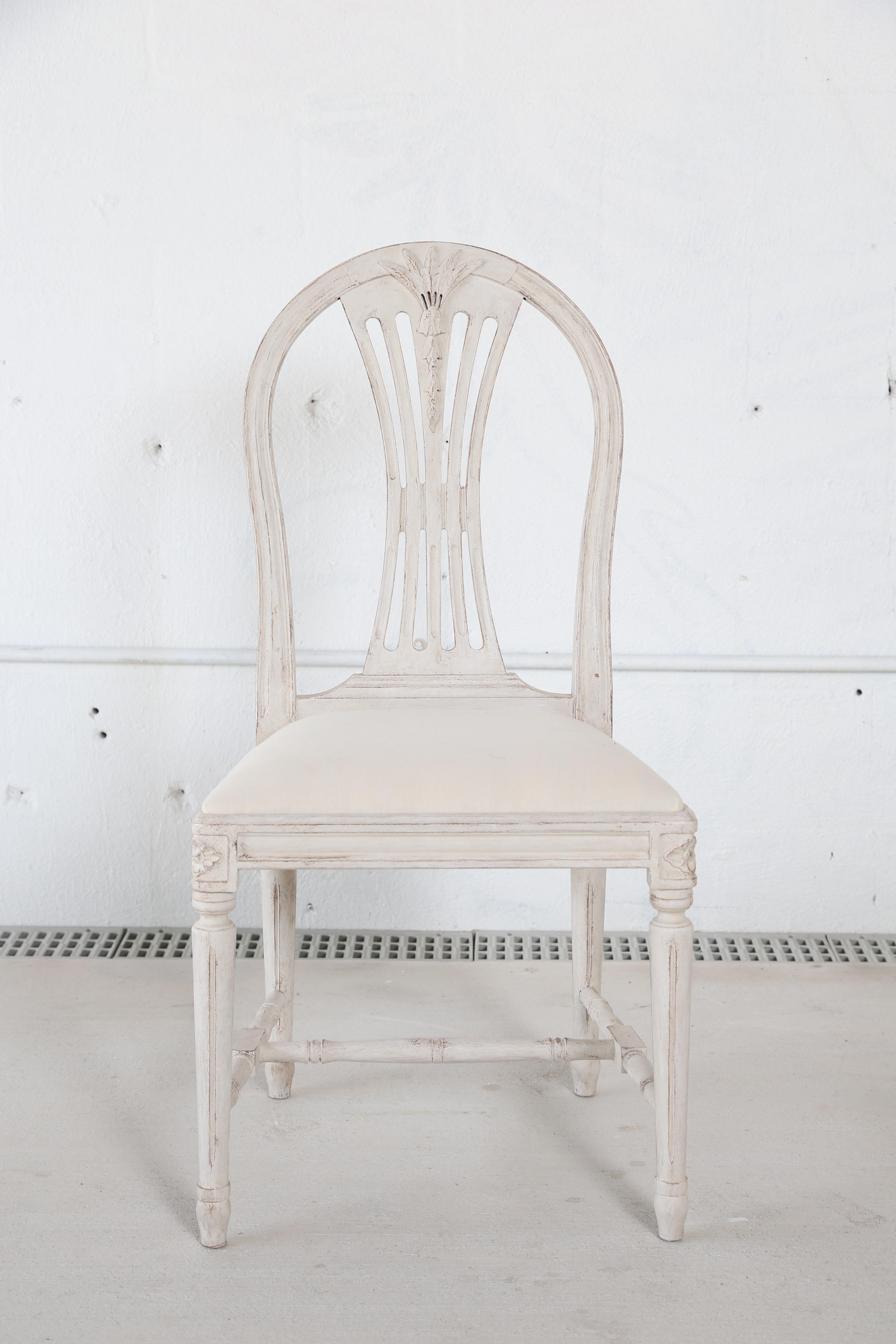 20th Century Set of 12 Antique Painted Gustavian Style Dining Chairs