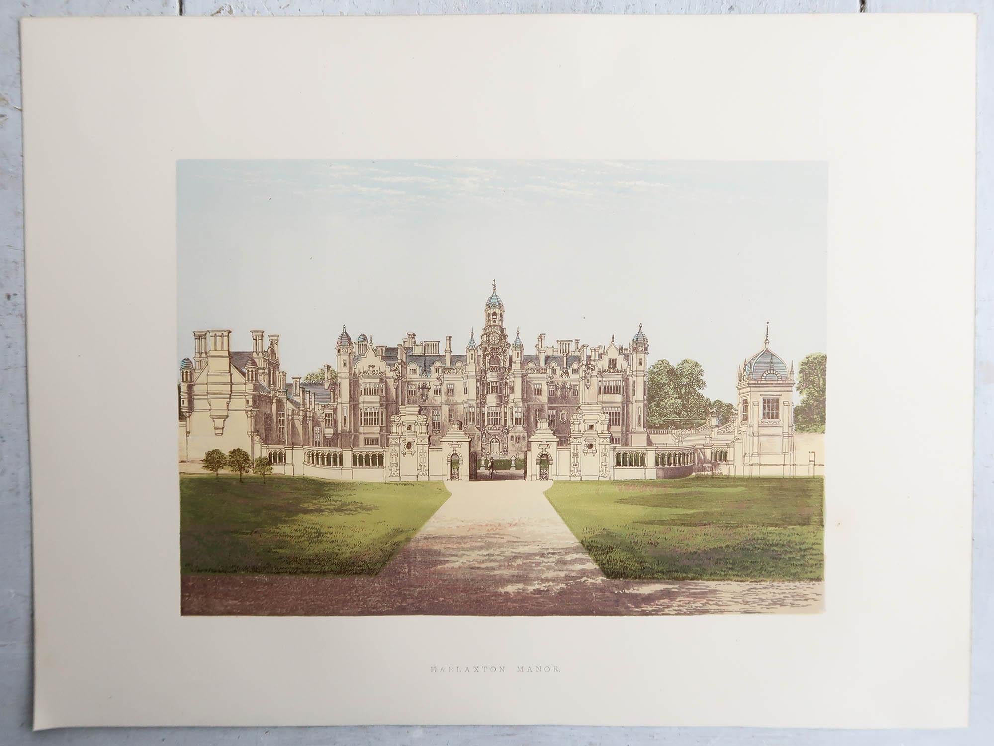 Set of 12 Antique Prints of English Country Houses and Gardens, C.1880 For Sale 3