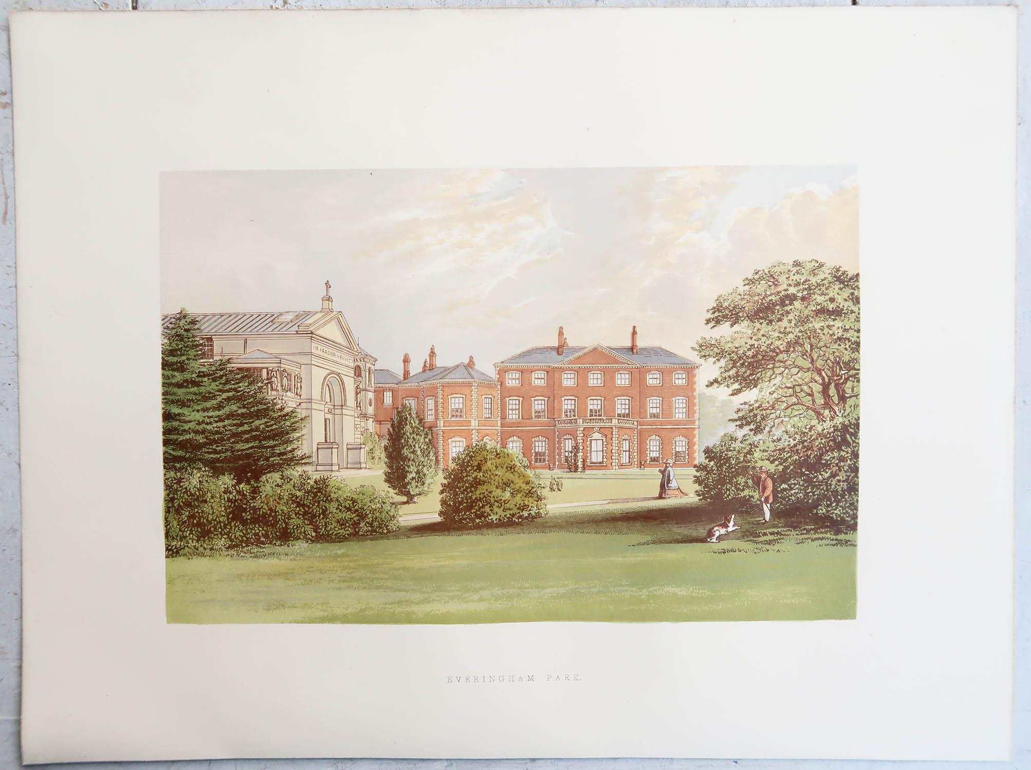 Conjunto de 12 grabados antiguos de casas de campo y jardines ingleses, c.1880 2