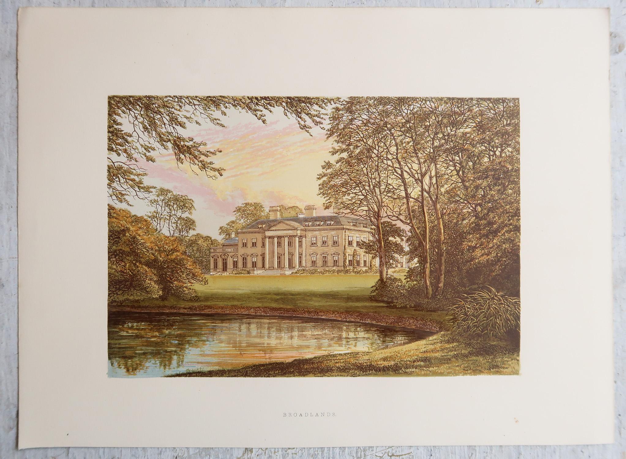 Set di 12 stampe antiche di case e giardini di campagna inglesi, C.C. 1880 in vendita 2
