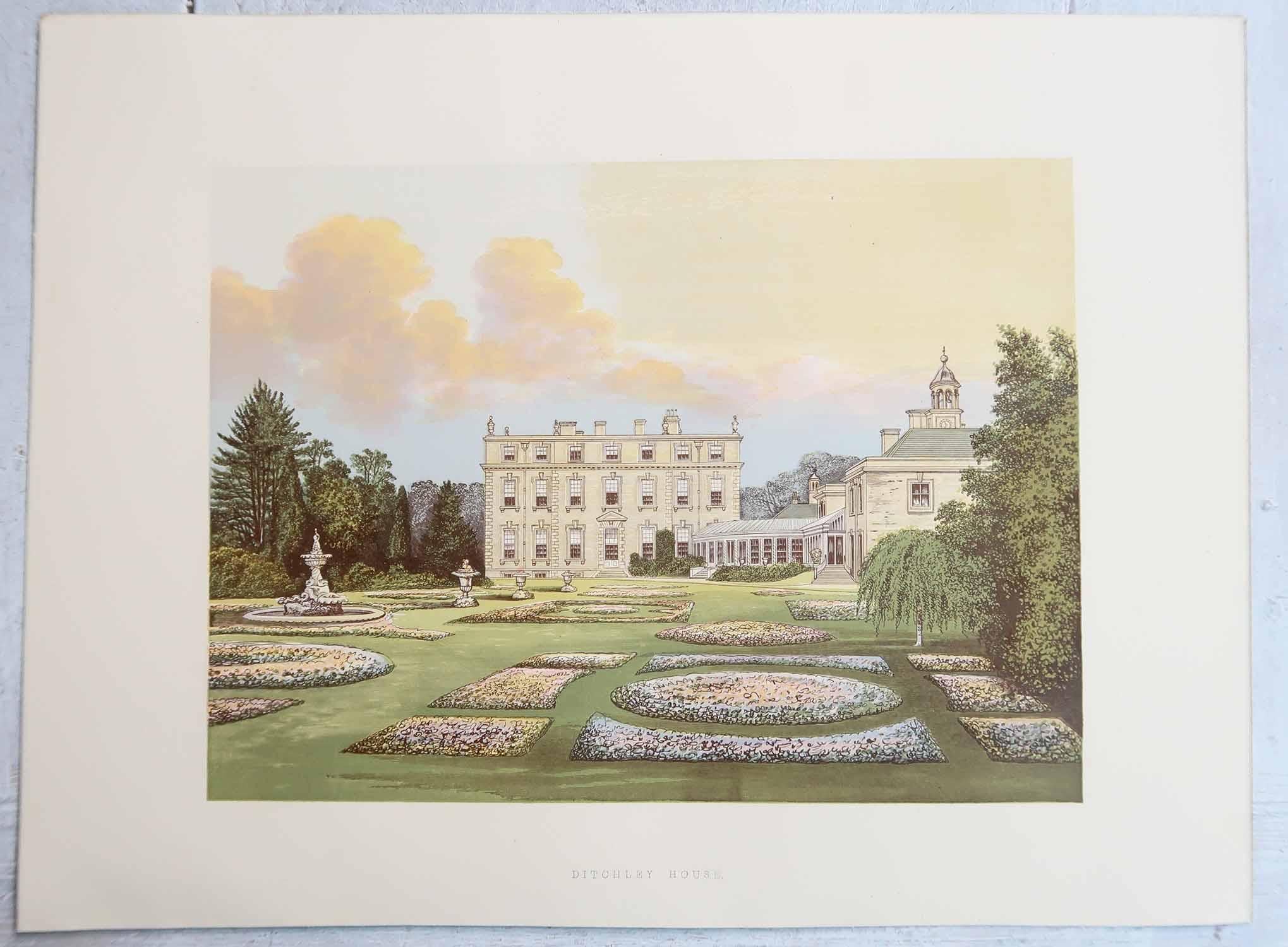 Set di 12 stampe antiche di case e giardini di campagna inglesi, C.C. 1880 in vendita 2
