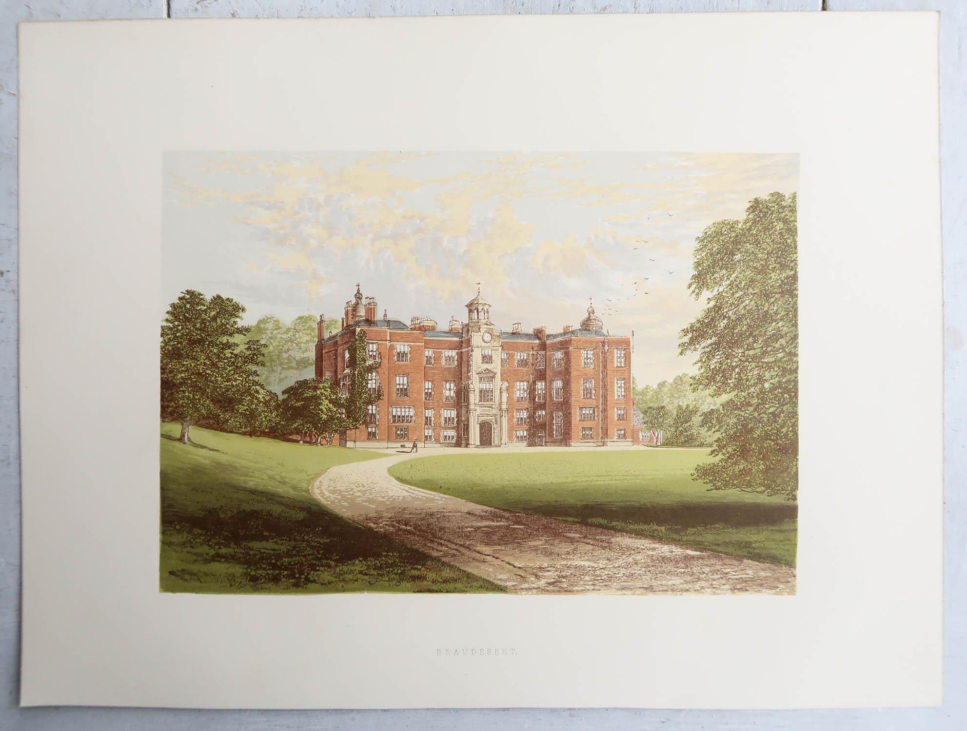 Set of 12 Antique Prints of English Country Houses and Gardens, C.1880 For Sale 4