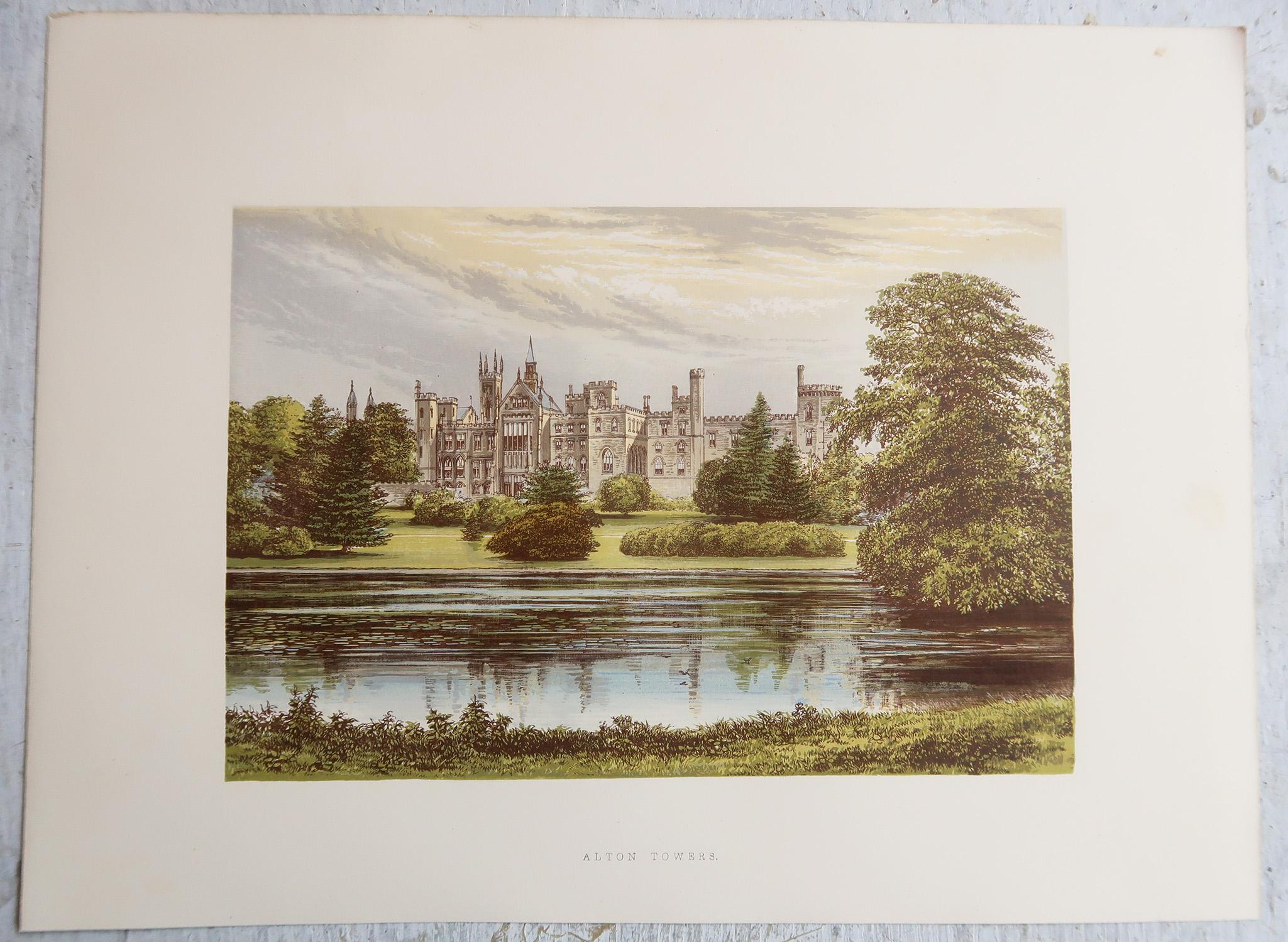 Set di 12 stampe antiche di case e giardini di campagna inglesi, C.C. 1880 in vendita 3