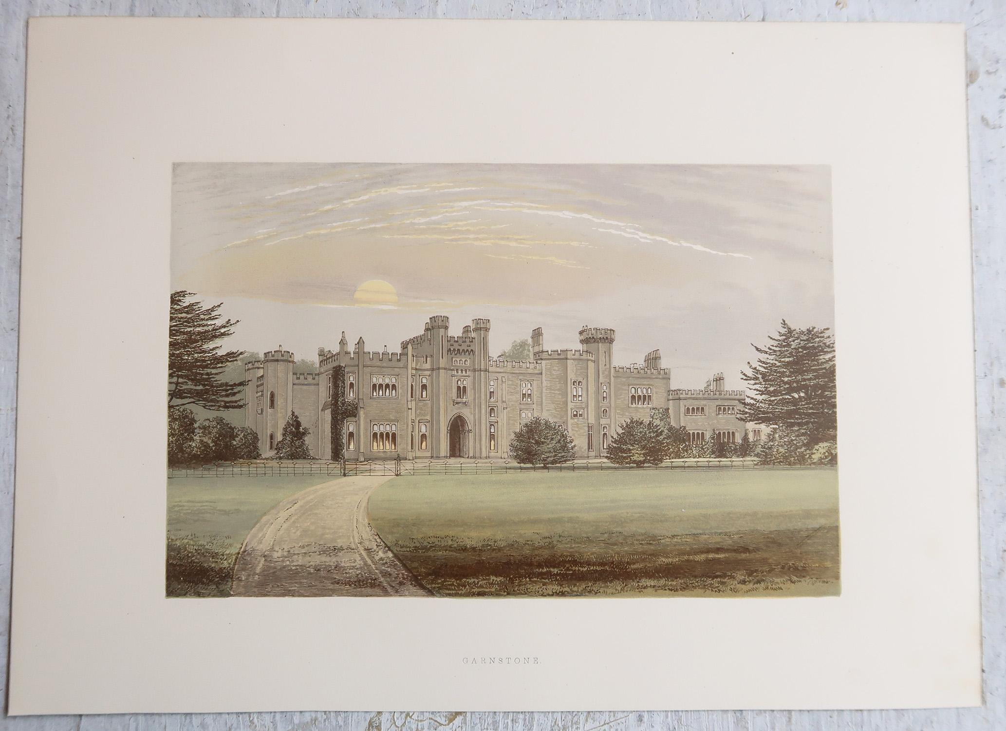 Set di 12 stampe antiche di case e giardini di campagna inglesi, C.C. 1880 in vendita 4