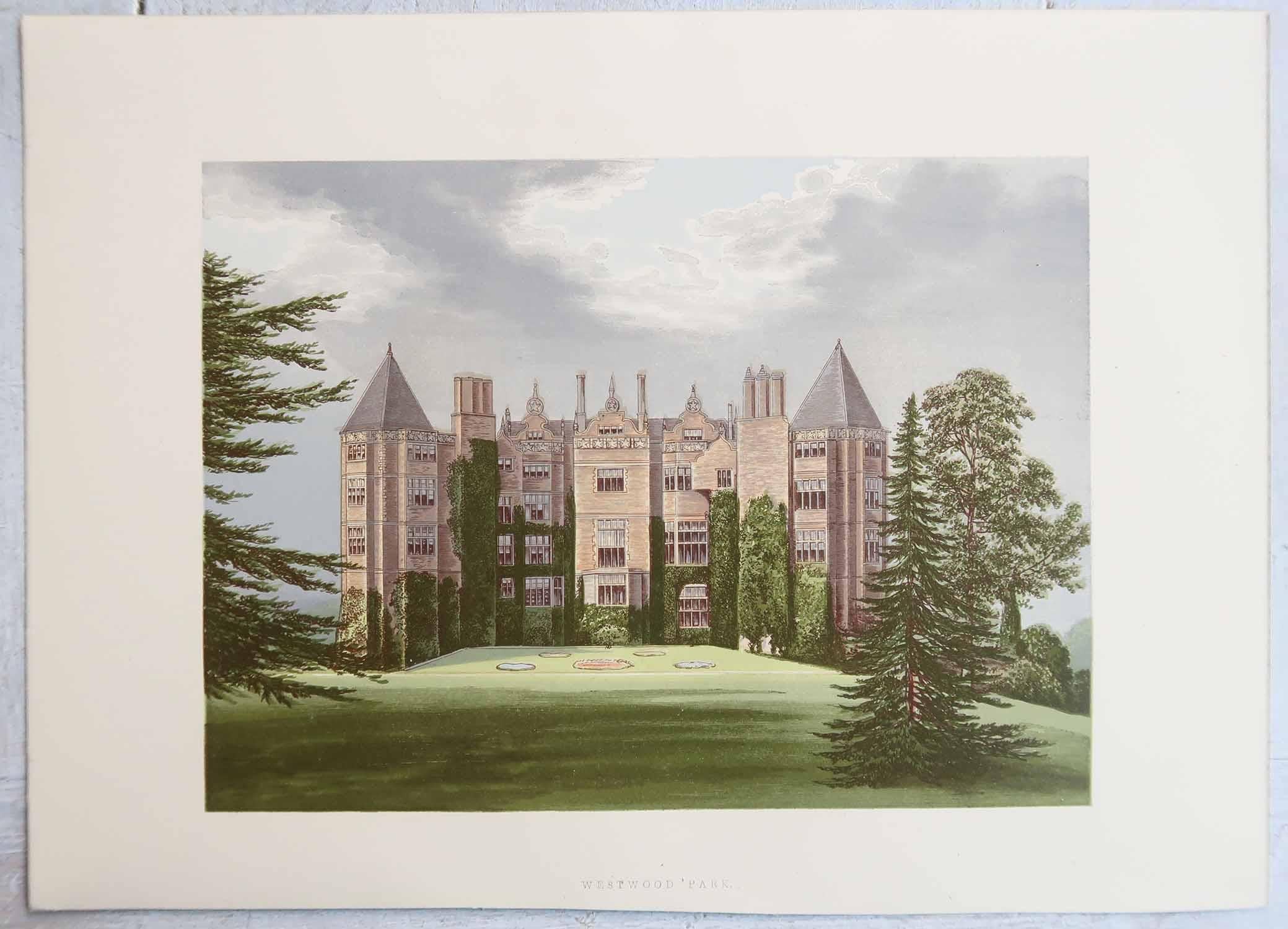 Set di 12 stampe antiche di case e giardini di campagna inglesi, C.C. 1880 in vendita 4