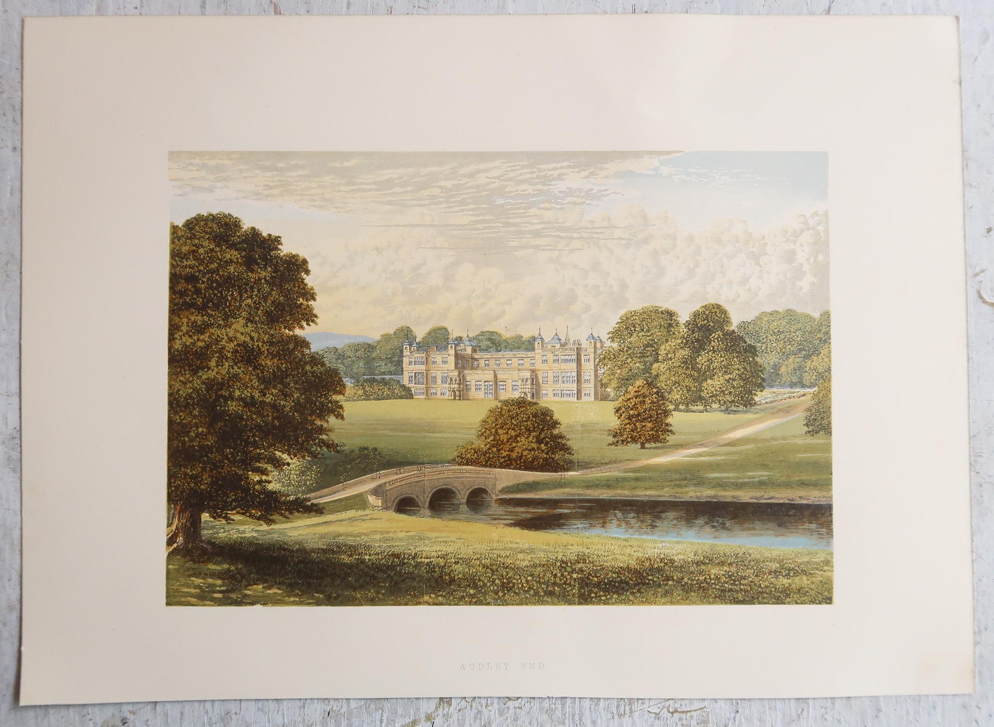 Set di 12 stampe antiche di case e giardini di campagna inglesi, C.C. 1880 in vendita 5