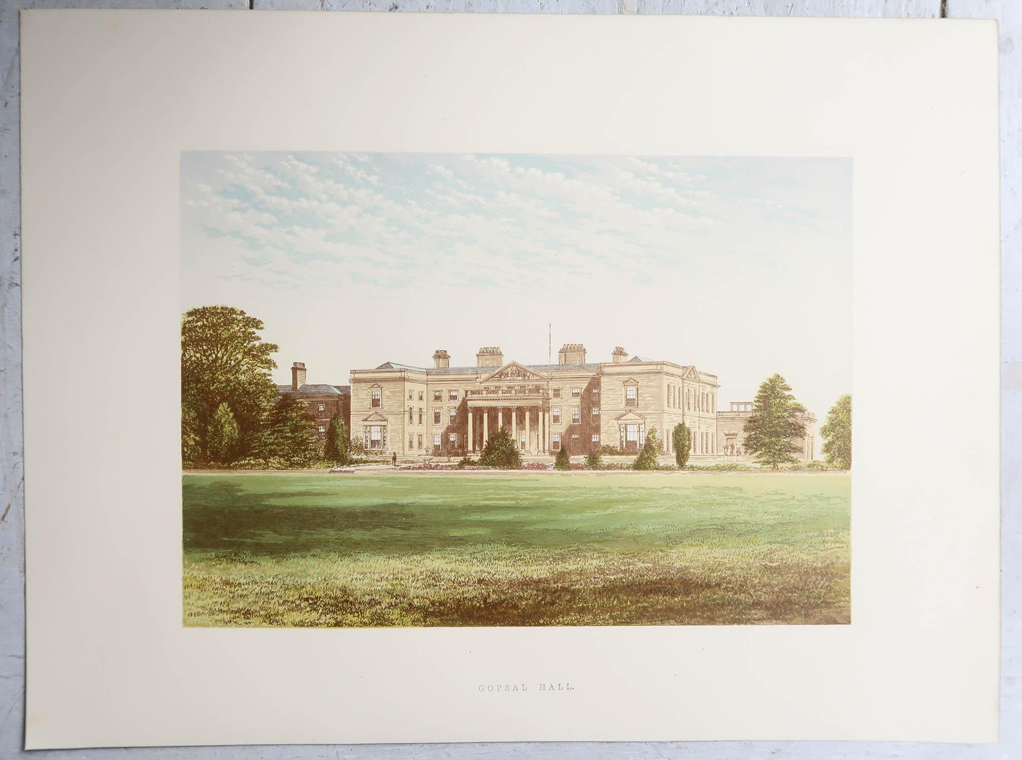 Glorious set of 12 prints of English country houses or stalely homes.

Chromo-lithographs

After the original drawings by Alexander Francis Lydon

Published by Mackenzie C.1880

Unframed.

The measurement given is the paper size of one print.

Free