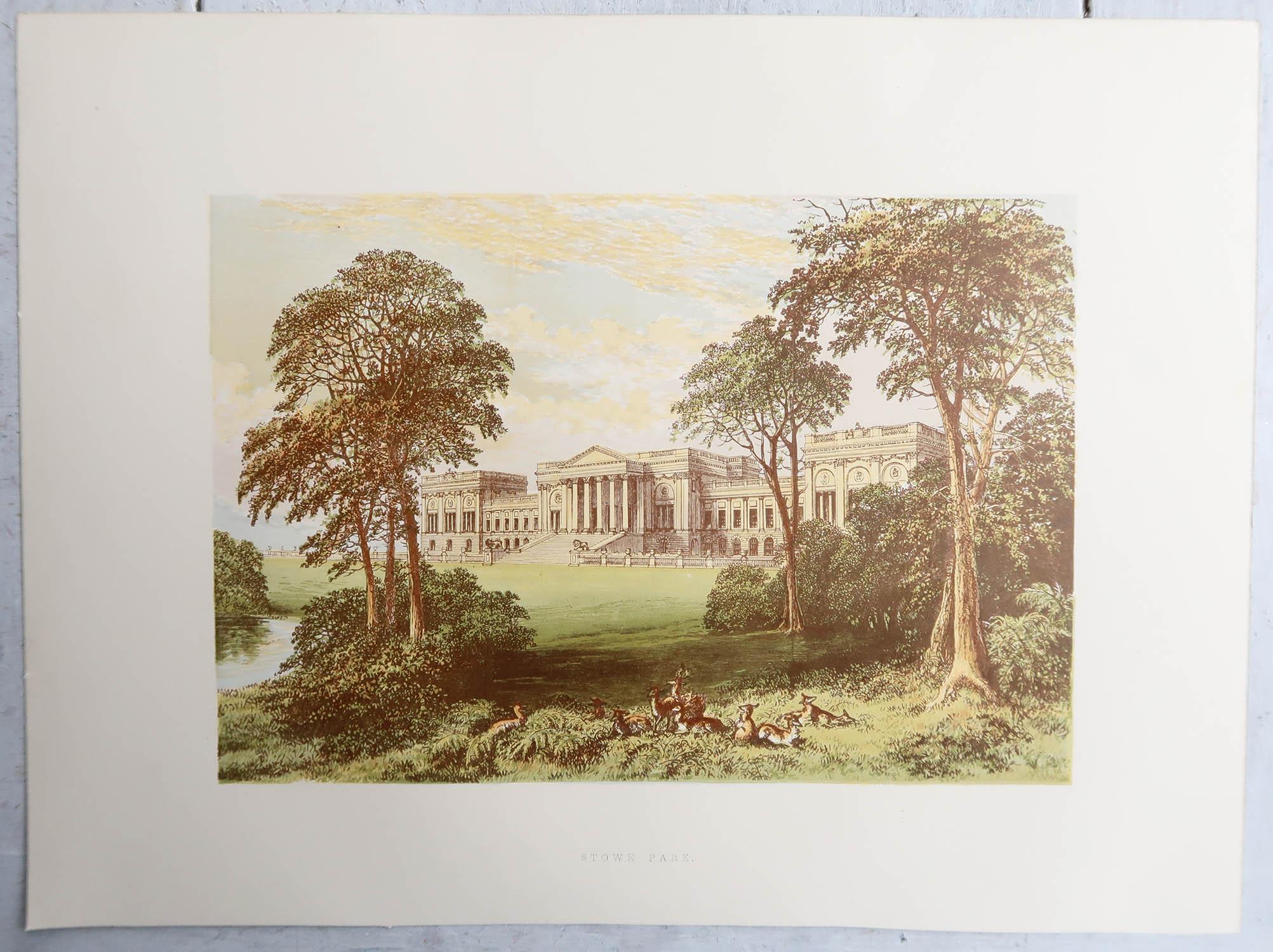 Georgian Set of 12 Antique Prints of English Country Houses and Gardens, C.1880 For Sale
